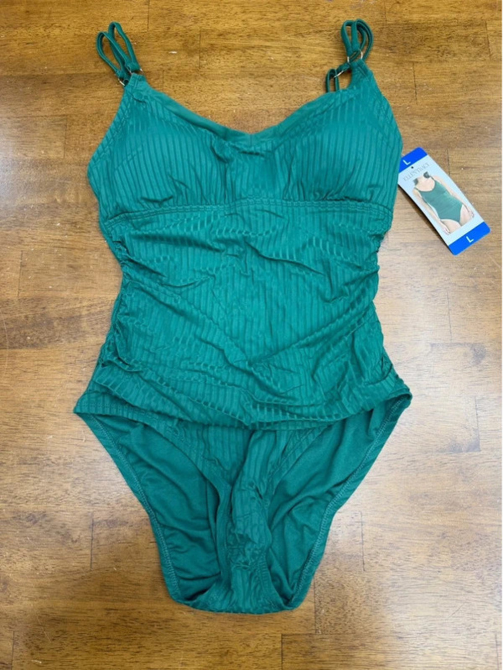 Ellen Tracy Green One Piece Swimsuit Size Large